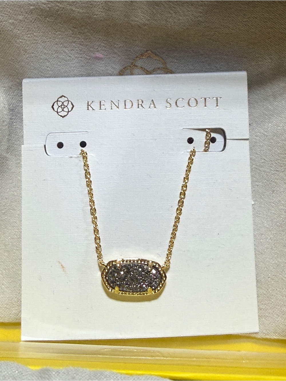 Kendra Scott Gold Druzy Pendant Necklace - Gold Charcoal